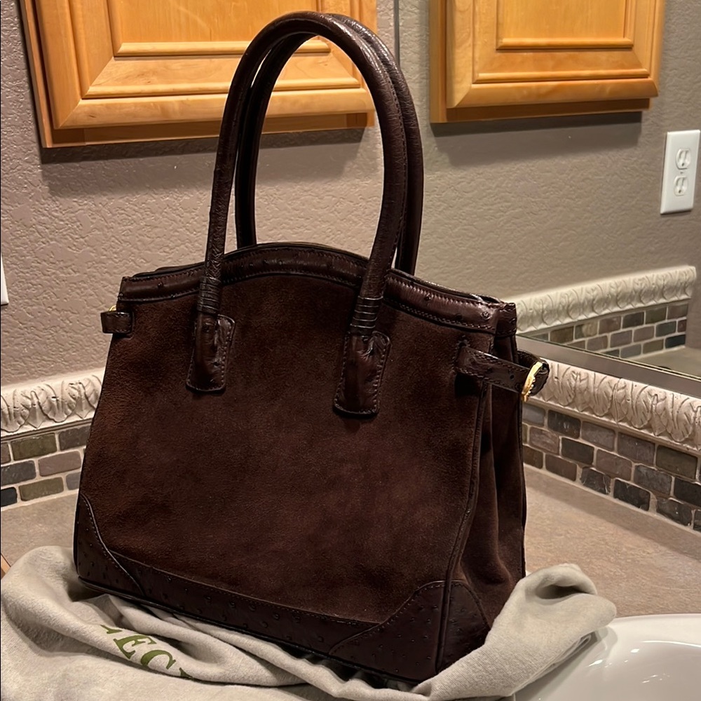 Elegant Brown Suede Handbag